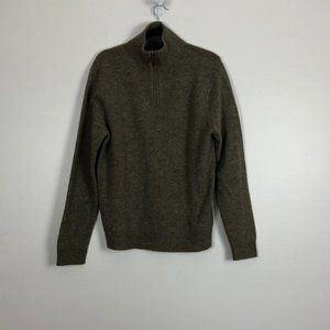 J. Crew men’s grayish brown front zip long sleeve pullover Lambswool sweater L